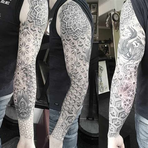 Geometric pattern tattoo sleeve filler ideas