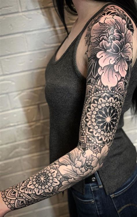 Geometric Sleeve Tattoo Designs for Women