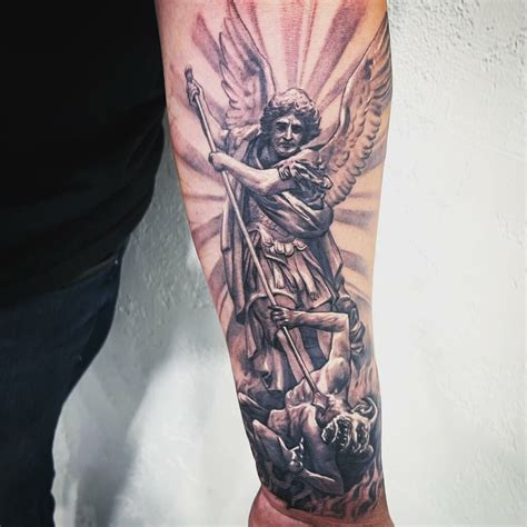 Preparation for getting a St. Michael Archangel tattoo