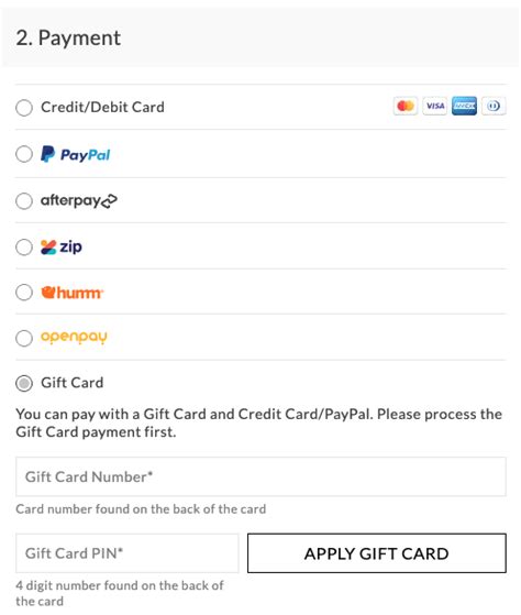 Gift card payments