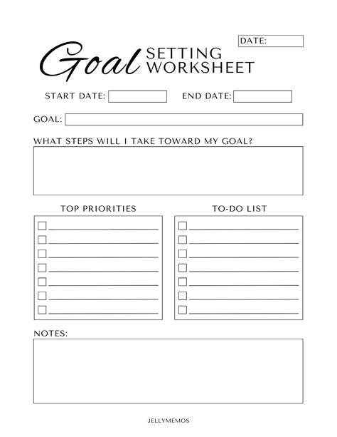 Goal setting printables