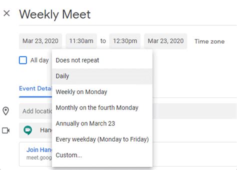 Google Calendar and Google Hangouts Integration