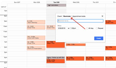 Google Calendar Reminder Option