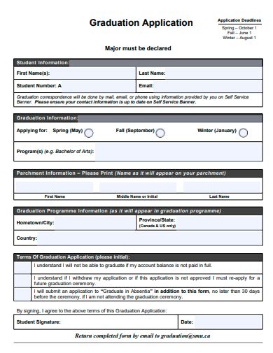 Graduation Application Deadlines