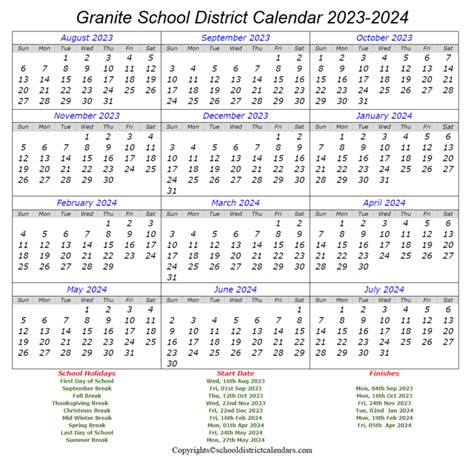 Granite Schools District Calendar Image 10