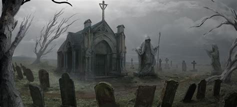 Graveyard scene coloring page