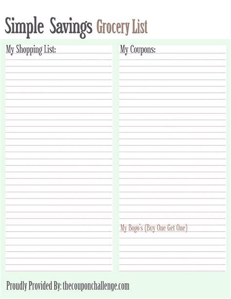 Grocery List with Coupons