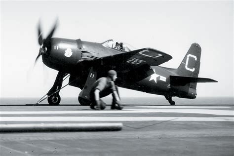 Grumman F8F Bearcat on carrier deck