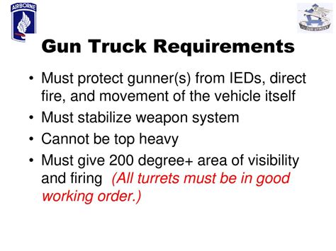 Gunner Requirements