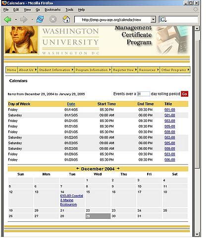 GWU Calendar Settings