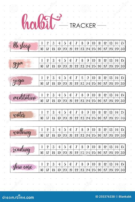 Printable Habit Tracker Template Examples