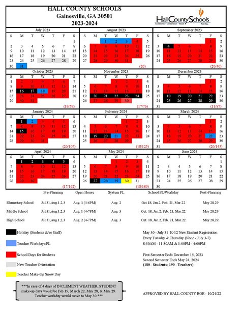 Hall County Schools Calendar Overview