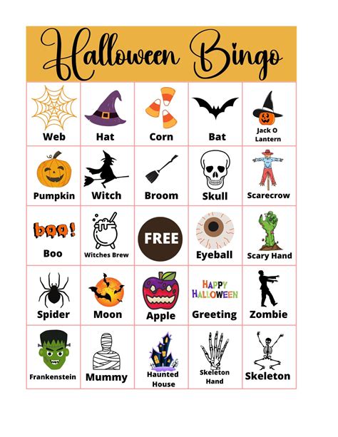 Halloween bingo calling cards