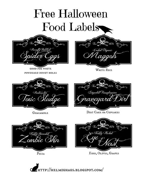 Halloween printable food labels