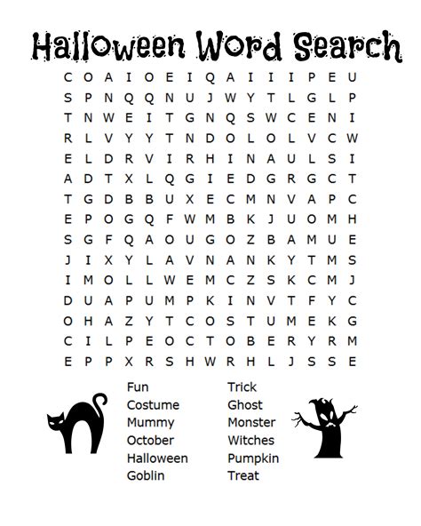 Halloween printable word search