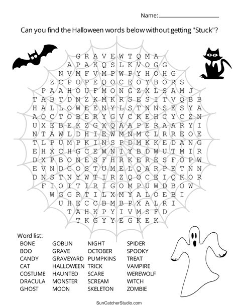 Halloween word search printables for adults