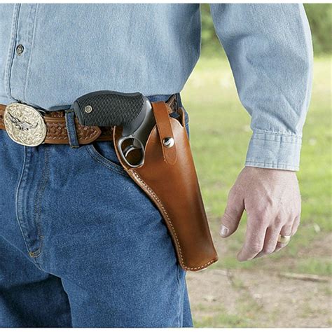 Handgun holsters on display