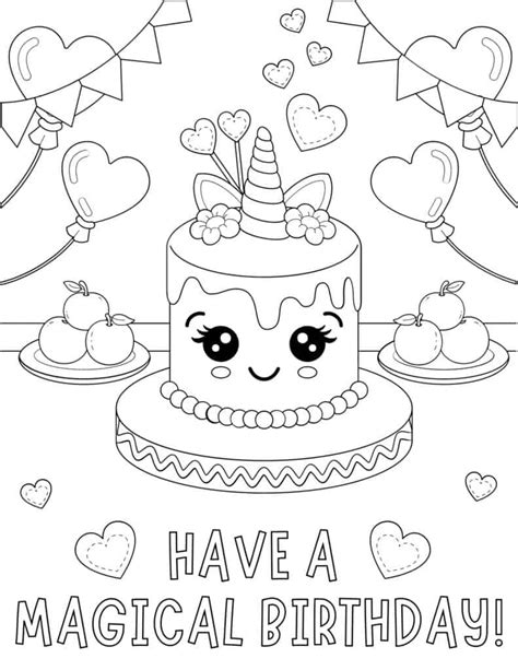 Happy birthday coloring pages for girls with princesses