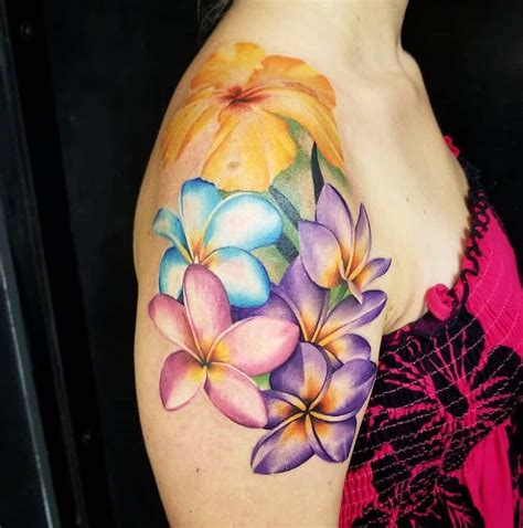 Hawaiian flowers tattoo designs for men and women