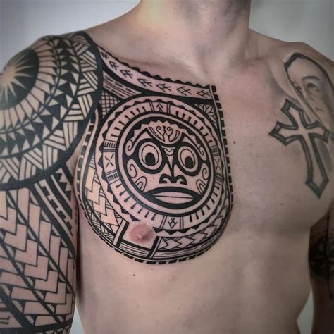 Hawaiian tattoo chest piece