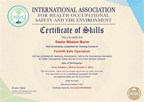 Health and Safety Specialist Certification