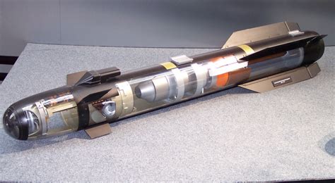 A diagram showing the components of a Hellfire missile