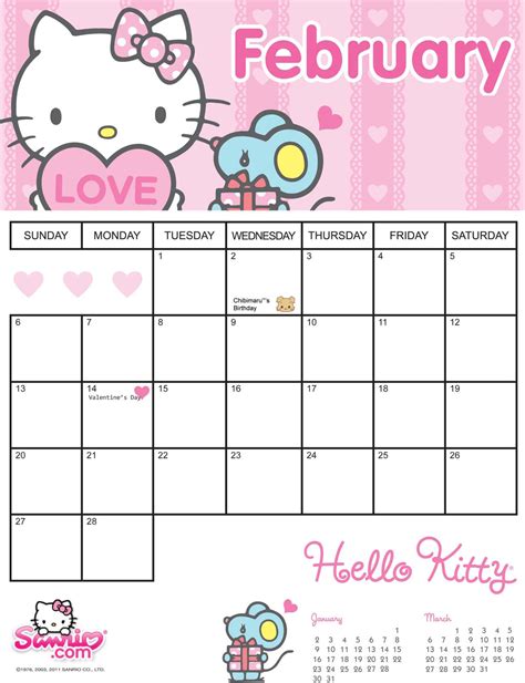 Hello Kitty calendar ideas