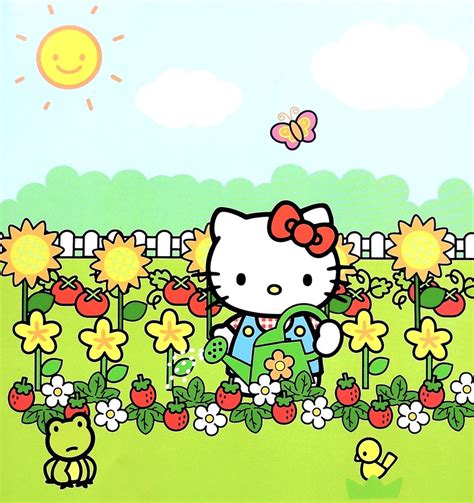 Hello Kitty in a garden