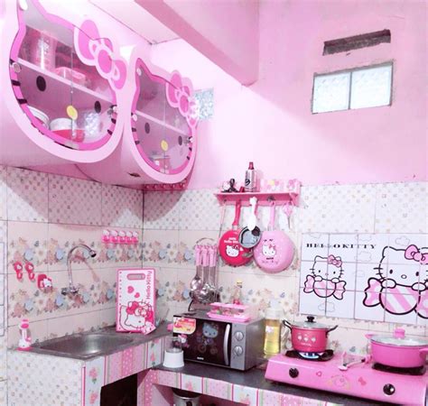 Hello Kitty in a kitchen