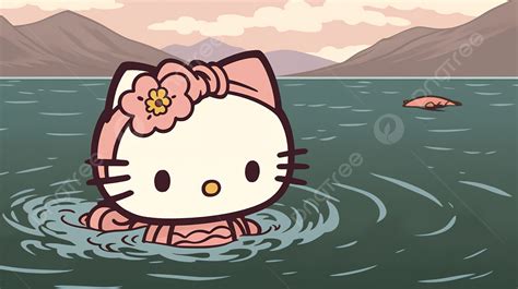 Hello Kitty by a river