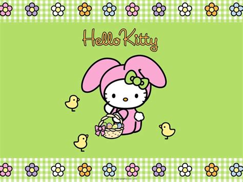 Hello Kitty in a spring scene