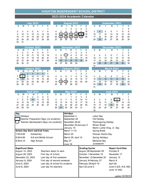 HISD Calendar Overview