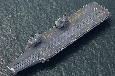 The flight deck of the HMS Queen Elizabeth aircraft carrier