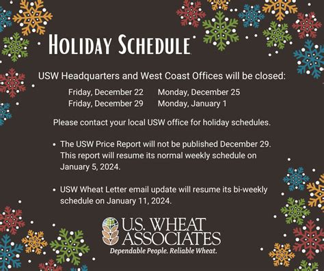 Holiday Schedules