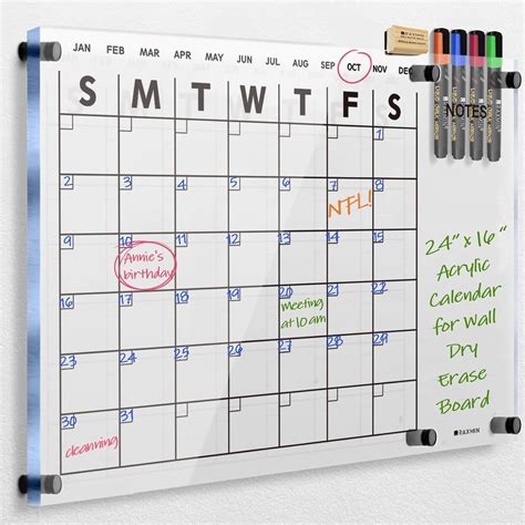 Home office calendar on a dry erase board