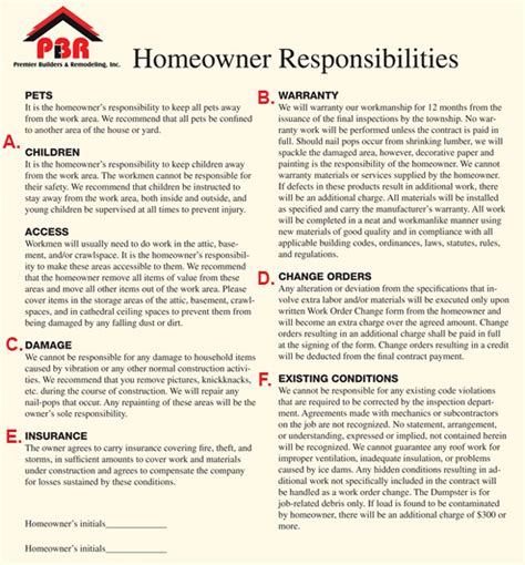 Homeowner Responsibilities