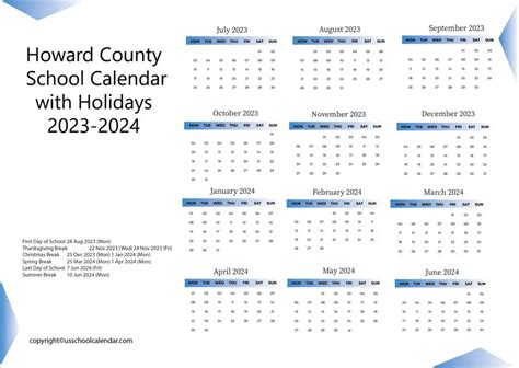 Howard County Schools Calendar