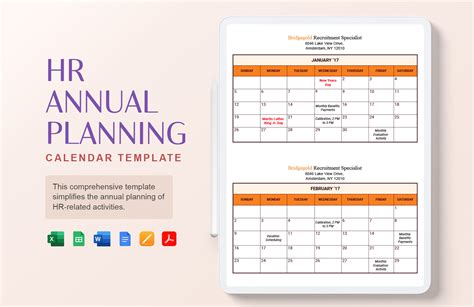 HR Calendar Excel