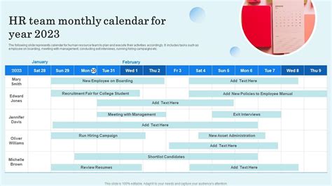 Common HR Calendar Tasks and Activities