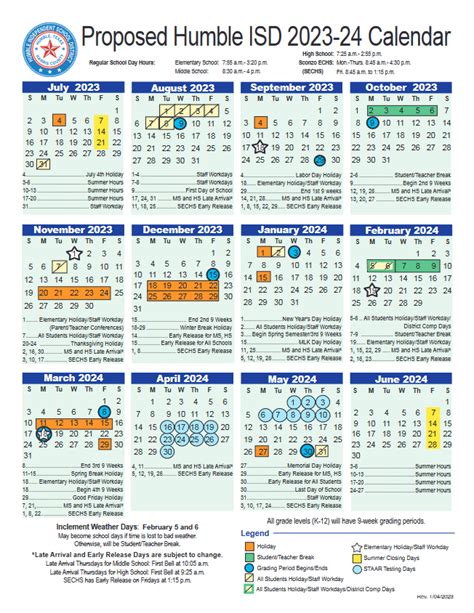 Humble ISD School Calendar Image 4