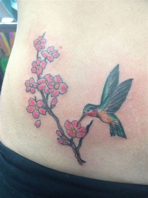 Hummingbird and Cherry Blossom Tattoo