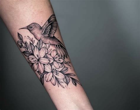 Hummingbird and flower tattoo ideas for men