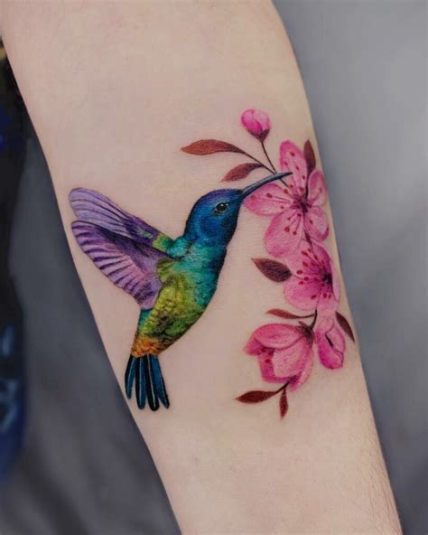 Hummingbird and flower tattoo ideas