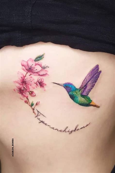 Hummingbird and flower tattoo inspiration