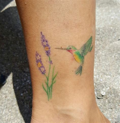 Hummingbird and Lavender Tattoo