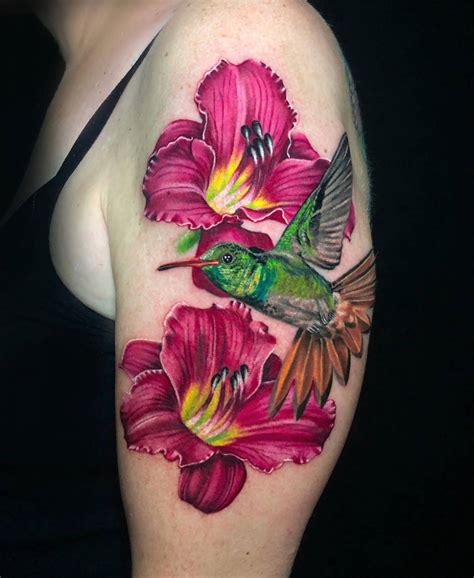 Hummingbird and Lily Tattoo