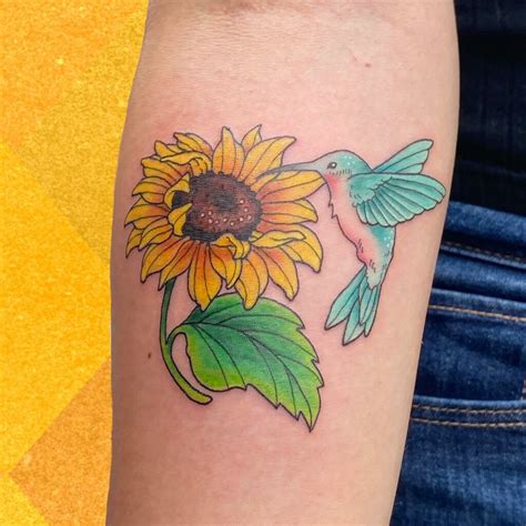 Hummingbird and Sunflower Tattoo