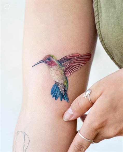 Hummingbird and Violet Tattoo