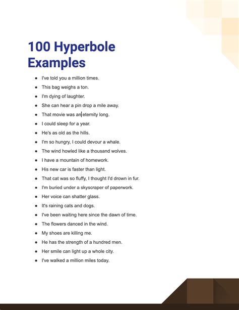 Common hyperbole examples