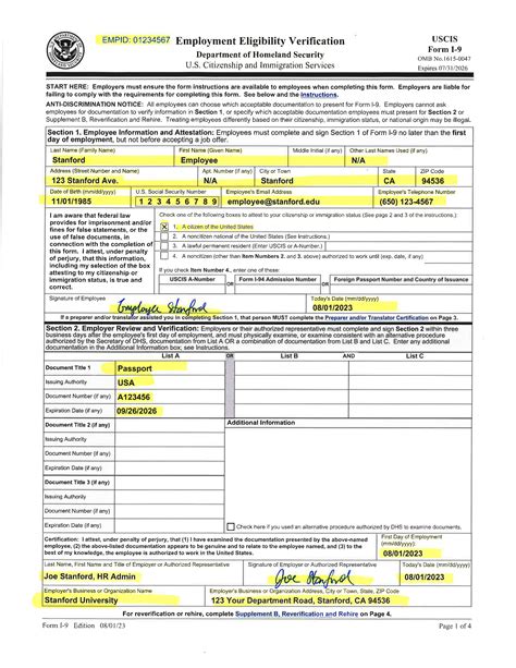 I9 Form Example 1